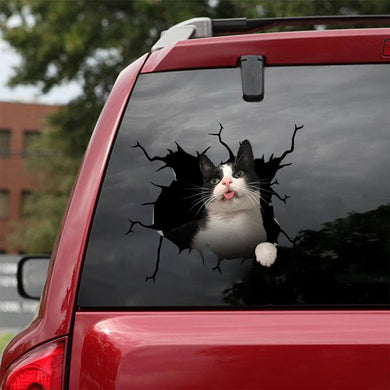 [ha0017-snf-lad]-tuxedo-crack-car-sticker-cats-lover