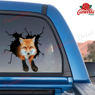 Fox Crack Decal For Car Window Funny Memes Die Cut Stickers Pet Memorial Gifts