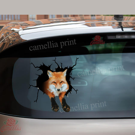 Fox Crack Decal For Car Window Funny Memes Die Cut Stickers Pet Memorial Gifts