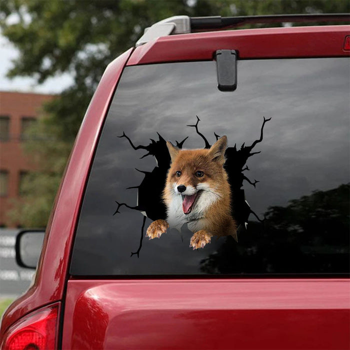 [ha0027-snf-ptd]-fox-crack-car-sticker-animals-lover