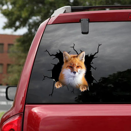 [ha0029-snf-ptd]-fox-crack-car-sticker-animals-lover