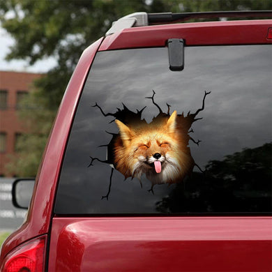 [ha0031-snf-ptd]-fox-crack-car-sticker-animals-lover