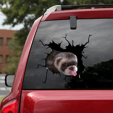[ha0194-snf-lad]-ferret-crack-car-sticker-ferrets-lover