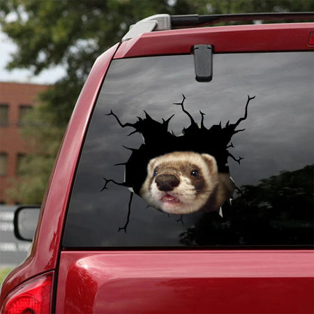 [ha0195-snf-lad]-ferret-crack-car-sticker-ferrets-lover