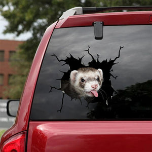 [ha0197-snf-lad]-ferret-crack-car-sticker-ferrets-lover