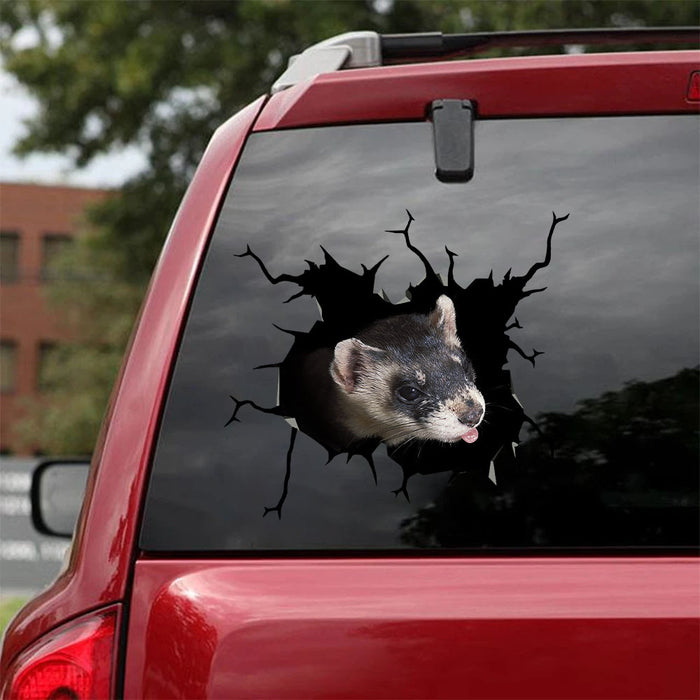 [ha0200-snf-lad]-ferret-crack-car-sticker-ferrets-lover