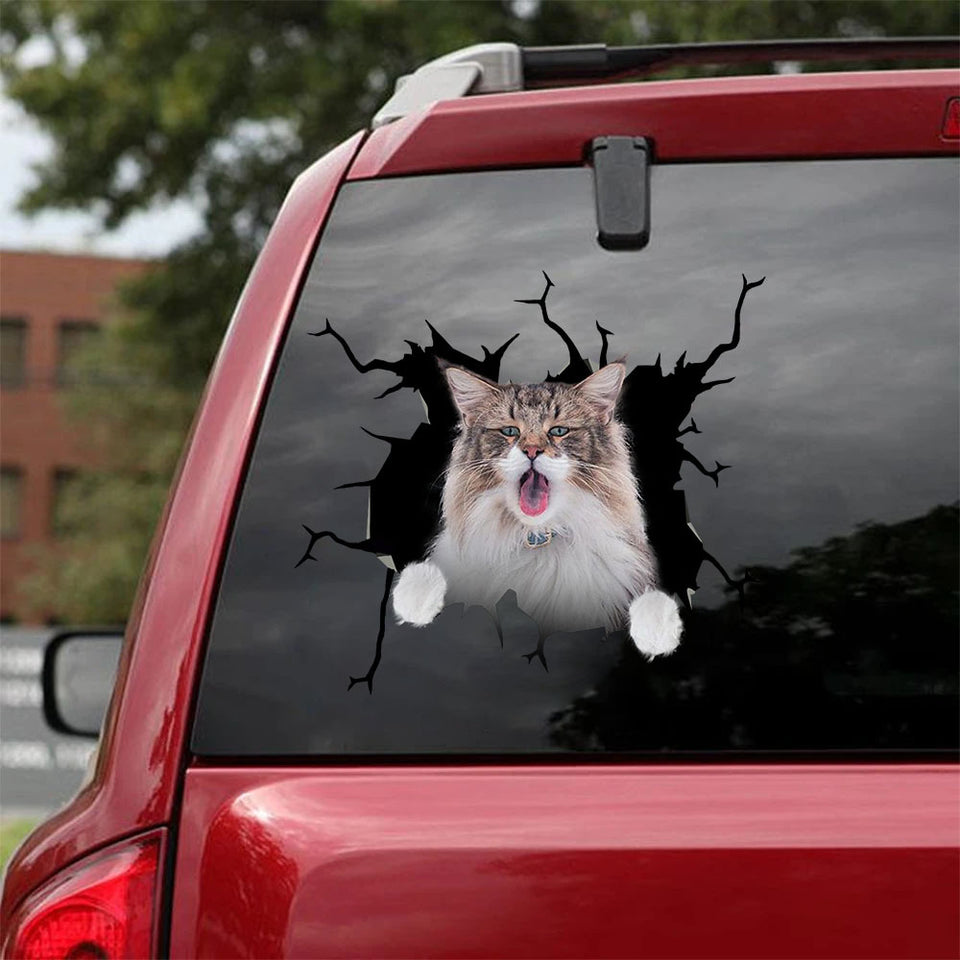 [ha0204-snf-lad]-norwegian-forest-cat-crack-car-sticker-cats-lover