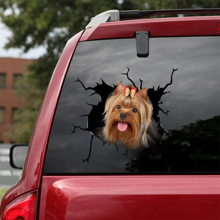 [ha0250-snf-tpa]-yorkshire-terrier-crack-car-sticker-dogs-lover