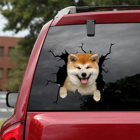 [ha0314-snf-lad]-akita-crack-car-sticker-dogs-lover