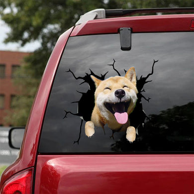 [ha0316-snf-lad]-akita-crack-car-sticker-dogs-lover