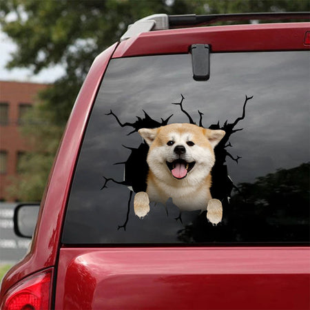 [ha0317-snf-lad]-akita-crack-car-sticker-dogs-lover