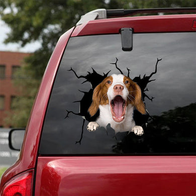 [ha0331-snf-lad]-brittany-crack-car-sticker-dogs-lover