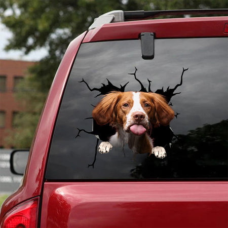 [ha0336-snf-lad]-brittany-crack-car-sticker-dogs-lover
