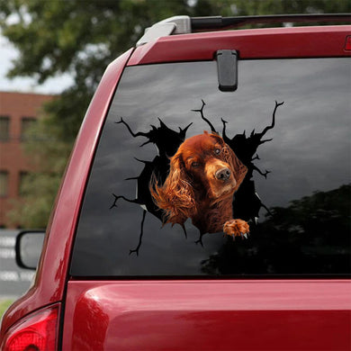 [ha0345-snf-lad]-irish-setters-crack-car-sticker-dogs-lover