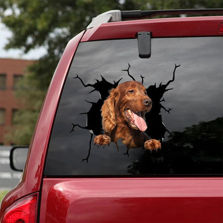 [ha0346-snf-lad]-irish-setters-crack-car-sticker-dogs-lover