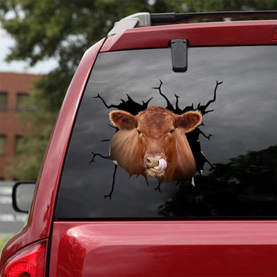 [ha0357-snf-ptd]-cow-crack-car-sticker-farm-lover