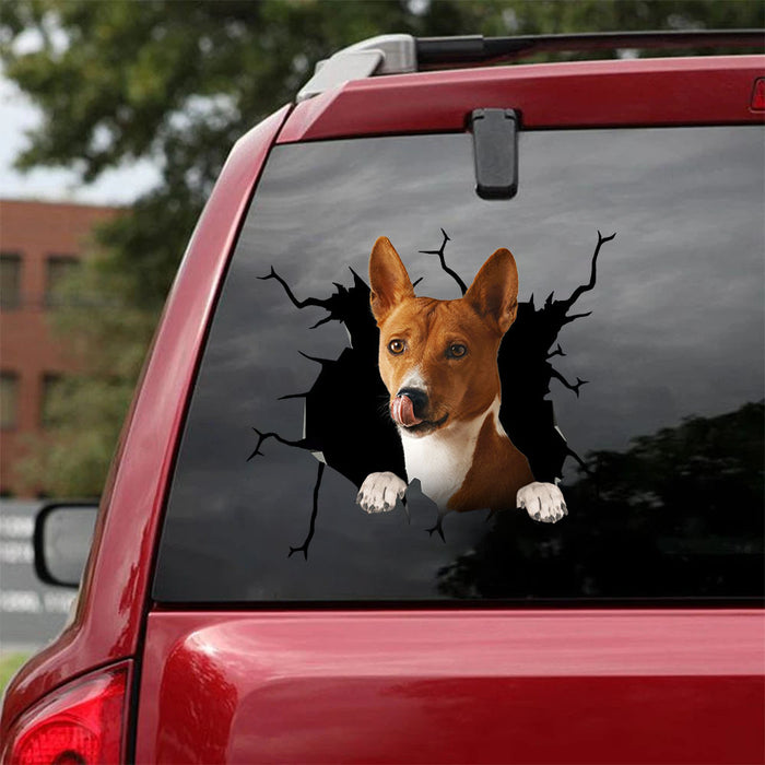 [ha0376-snf-tpa]-basenji-crack-car-sticker-dogs-lover