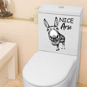 [sk0145-snf-hnd]Funny Donkey Toilet Sticker Lover - Camellia Print