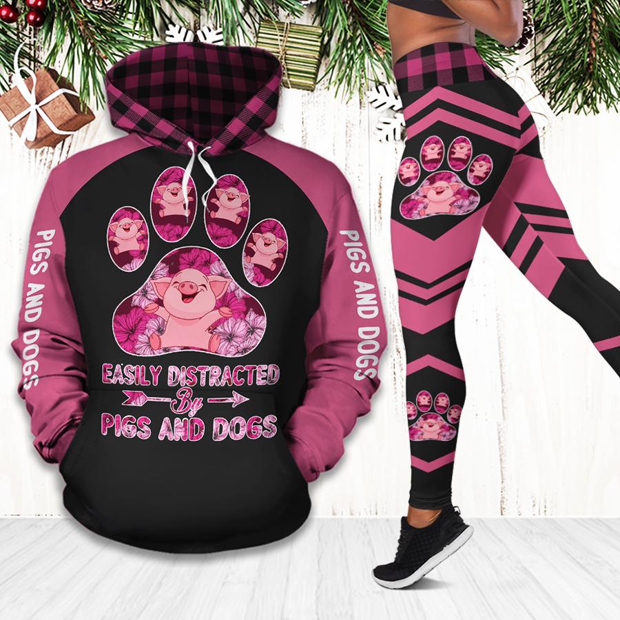 Distracted By Pigs And Dogs Hoodie & Legging