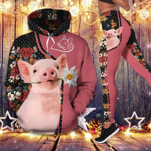 Flower Pig Combo Hoodie & Legging