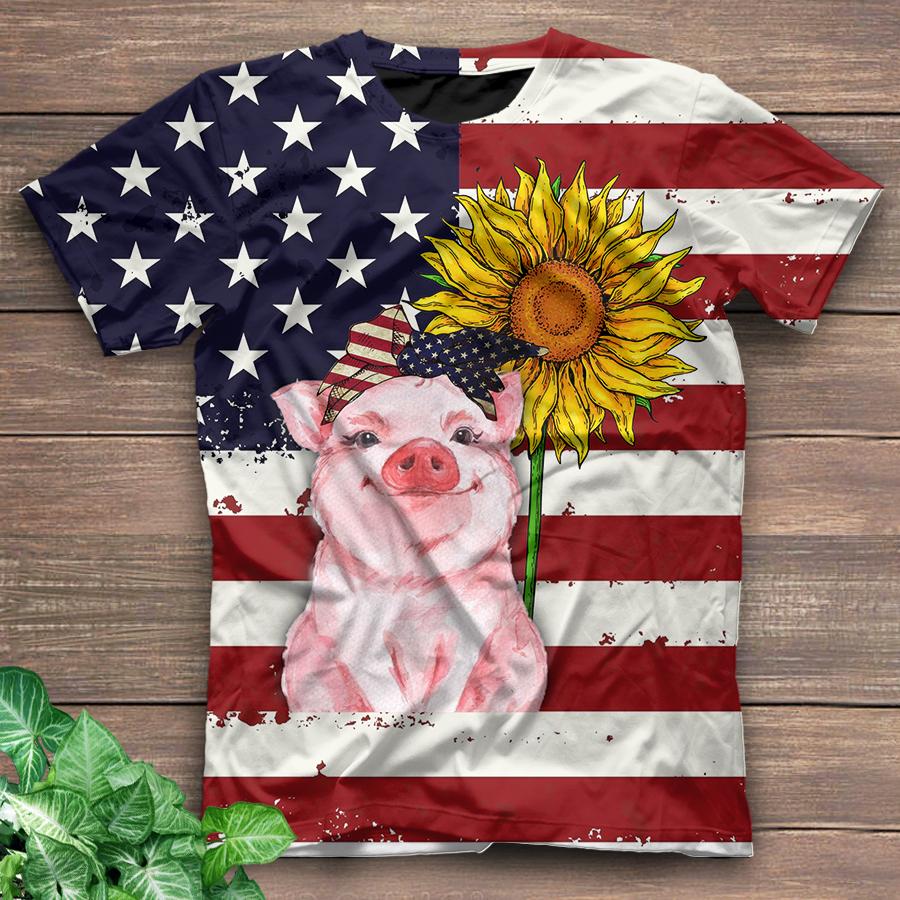 US Flag Sunflower Pig Hoodie & Legging