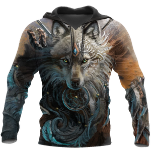 Native American Wolf Hoodie T Shirt For Men and Women HAC220401