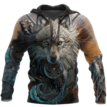 Native American Wolf Hoodie T Shirt For Men and Women HAC220401
