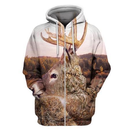 3D All Over Print Camo Deer Hunter Hoodie