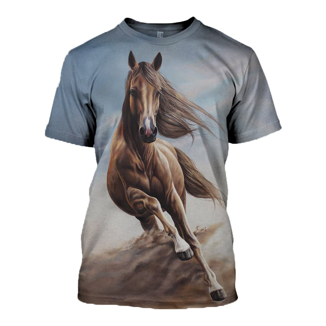 3D Printed Painting Horse Running Hoodie T-shirt DT121191