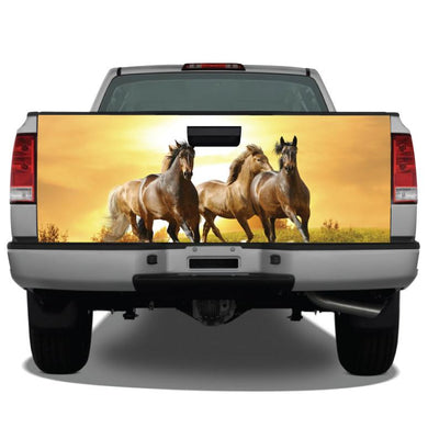 Horses Running At Sunset Tailgate Wrap Sticker Tailgate Wrap Decals For Trucks