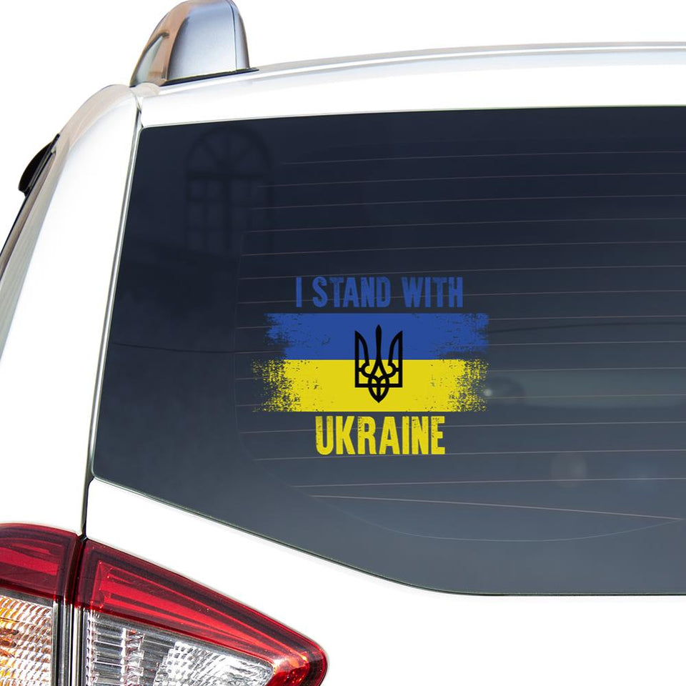 I Sand With Ukraine Peace Love Ukraine Car Vinyl Decal Sticker