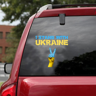 I Stand With Ukraine Blue And Yellow Peace Love Ukraine Car Vinyl Decal Sticker
