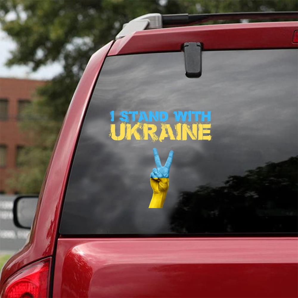 I Stand With Ukraine Blue And Yellow Peace Love Ukraine Car Vinyl Decal Sticker