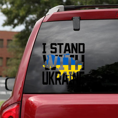 I Stand With Ukraine Essential Ukraine Flag Car Vinyl Decal Sticker