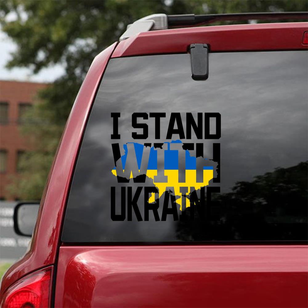 I Stand With Ukraine Essential Ukraine Flag Car Vinyl Decal Sticker