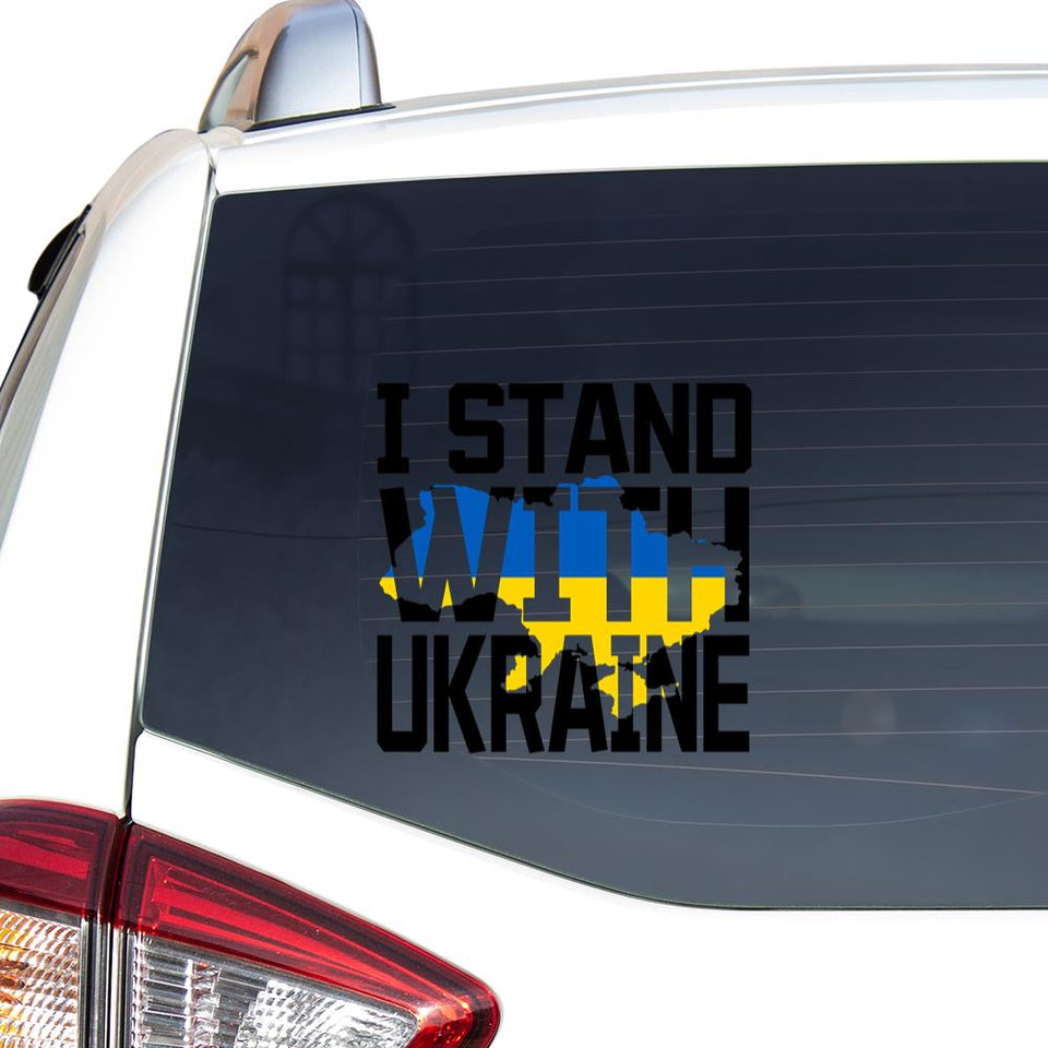 I Stand With Ukraine Essential Ukraine Flag Car Vinyl Decal Sticker