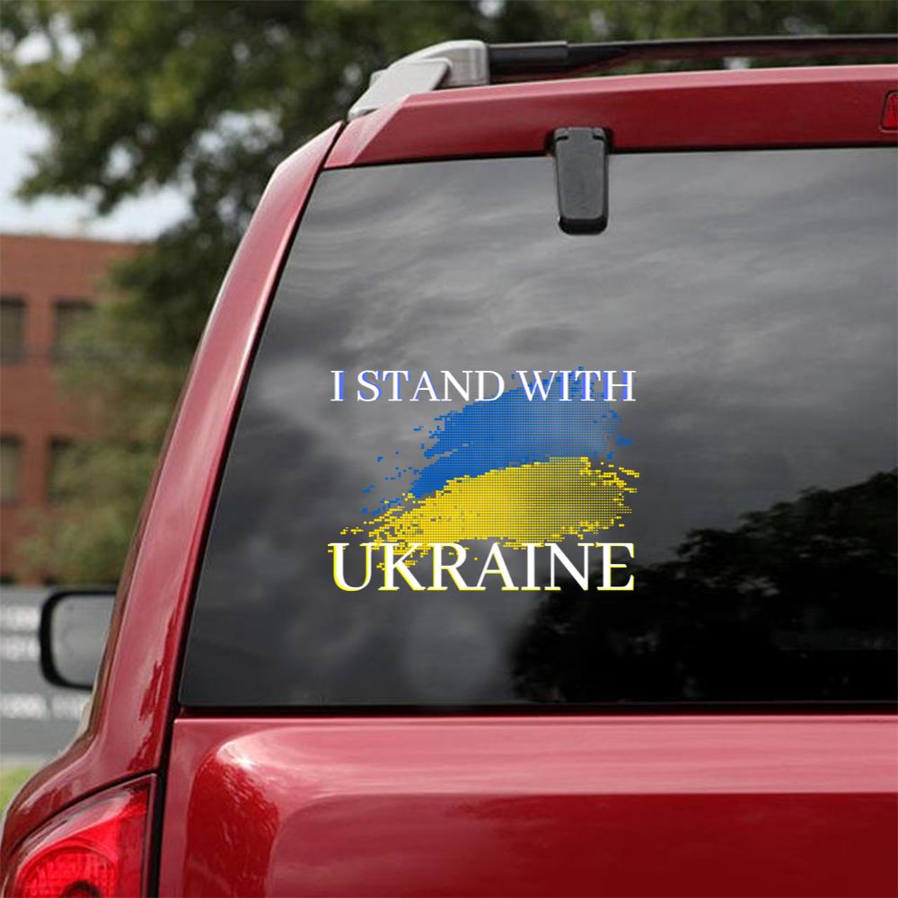 I Stand With Ukraine Flag Emblem Map Patriot Peace Love Ukraine Car Vinyl Decal Sticker