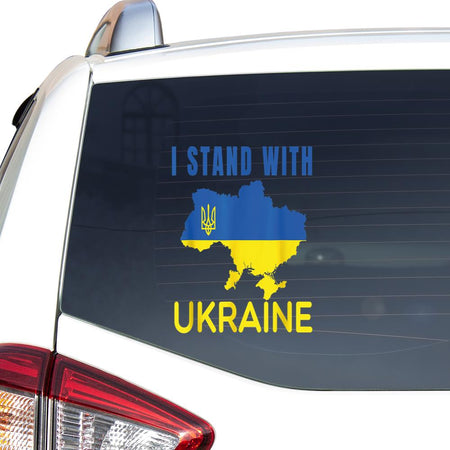 I Stand With Ukraine Flag Emblem Map Patriot T Essential Car Vinyl Decal Sticker