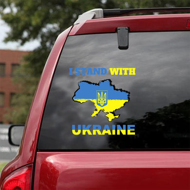 I Stand With Ukraine Flag Map Patriot Peace Love Ukraine Car Vinyl Decal Sticker