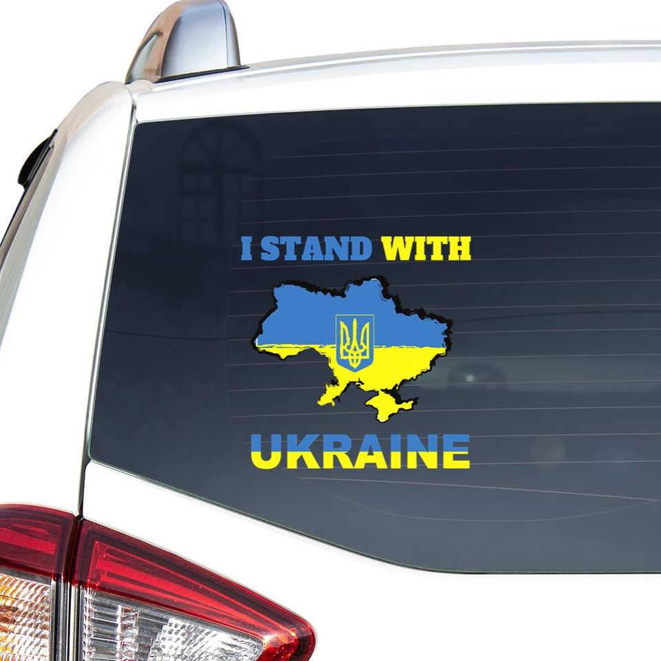 I Stand With Ukraine Flag Map Patriot Peace Love Ukraine Car Vinyl Decal Sticker