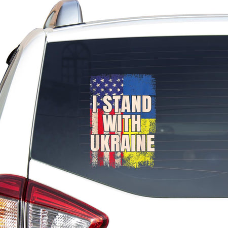 I Stand With Ukraine Flag Ukrainian Lover Essential Car Vinyl Decal Sticker