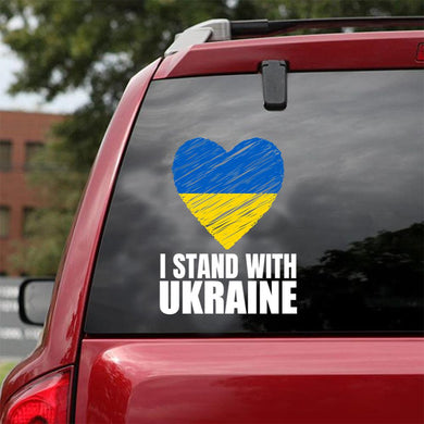 I Stand With Ukraine Free Ukraine Stop The War With Russia Ukranian American Peace Love Ukraine Car Vinyl Decal Sticker