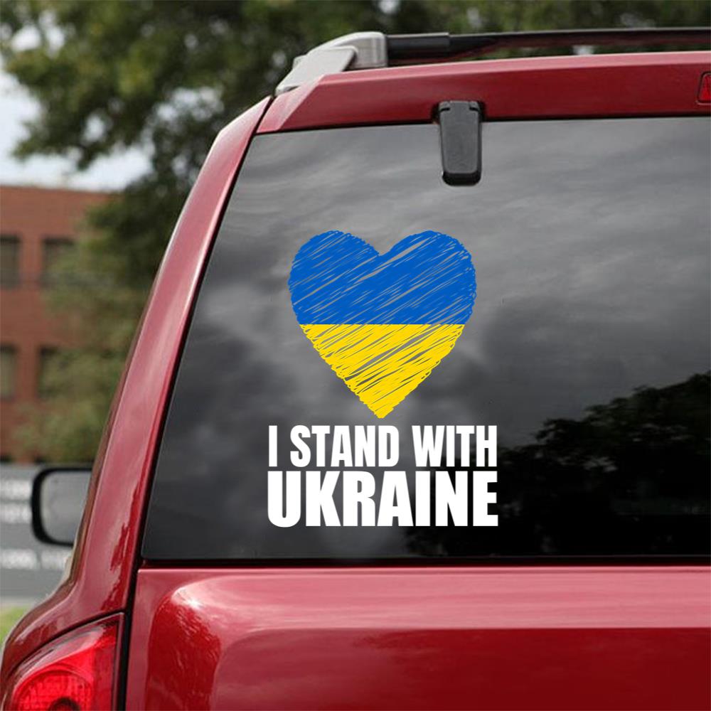 I Stand With Ukraine Free Ukraine Stop The War With Russia Ukranian American Peace Love Ukraine Car Vinyl Decal Sticker