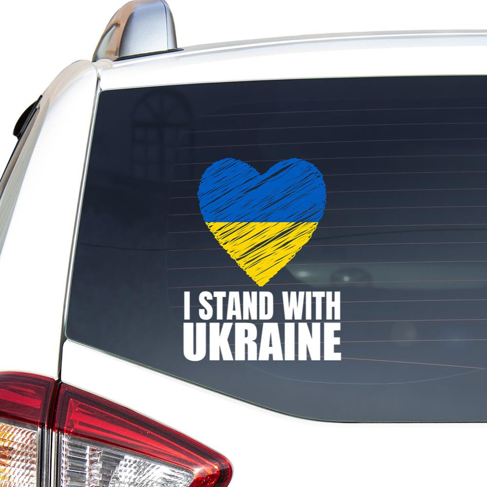 I Stand With Ukraine Free Ukraine Stop The War With Russia Ukranian American Peace Love Ukraine Car Vinyl Decal Sticker