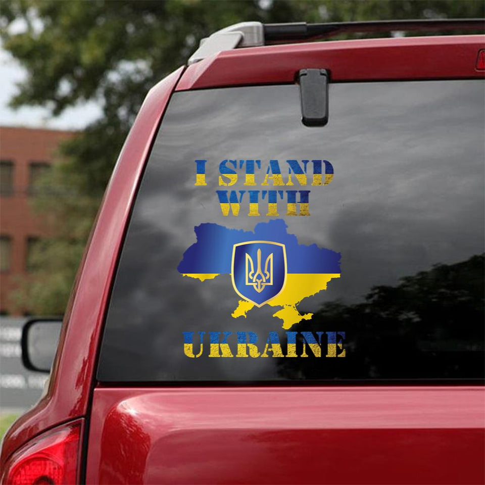 I Stand With Ukraine Logo Essential Car Vinyl Decal Sticker