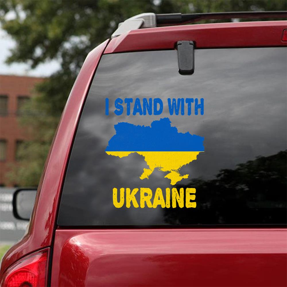 I Stand With Ukraine Support The Ukraine Ukrainian Flag Peace Love Ukraine Car Vinyl Decal Sticker