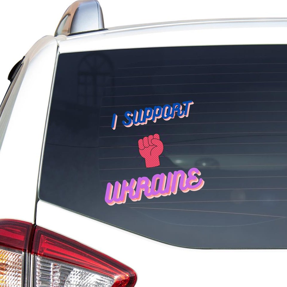 I Stand With Ukraine Tri-Blend Car Vinyl Decal Sticker