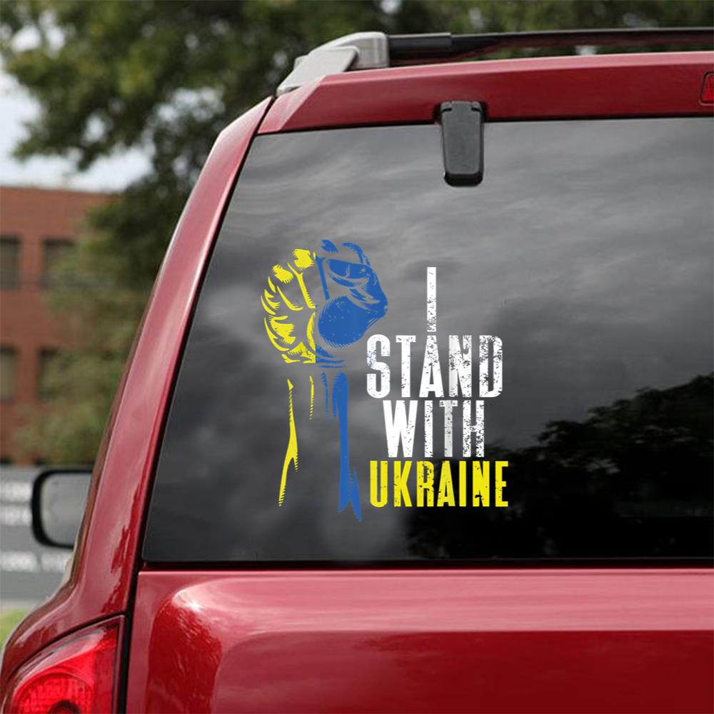 I Stand With Ukraine Ukrainian Flag Clay Support Ukraine Essential Car Vinyl Decal Sticker