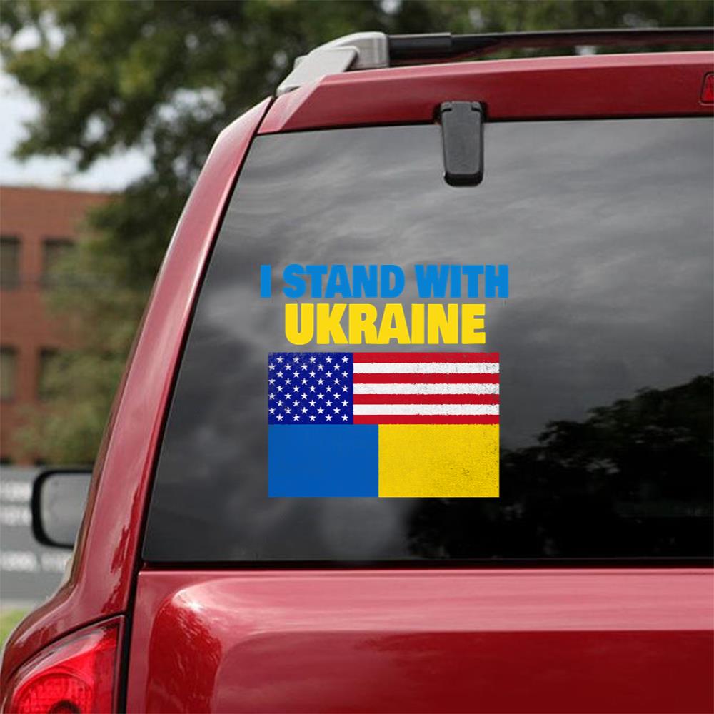 I Stand With Ukraine Ukrainian Lover Support Essential Car Vinyl Decal Sticker