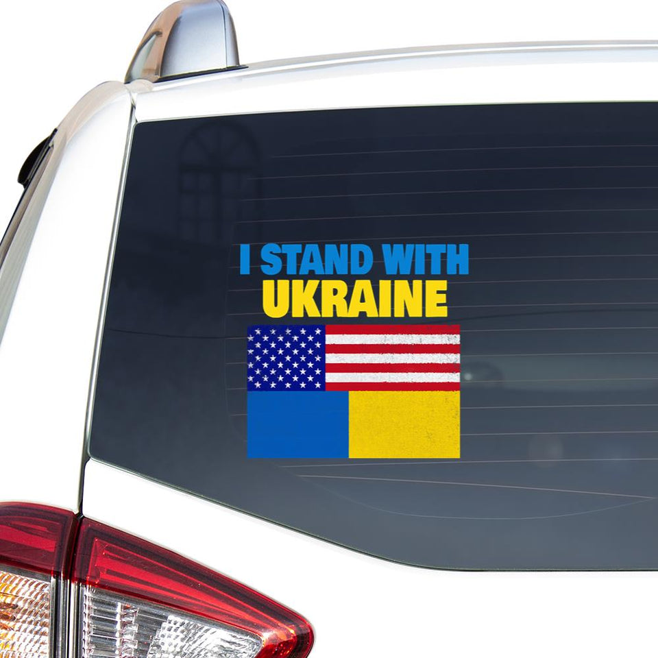 I Stand With Ukraine Ukrainian Lover Support Essential Car Vinyl Decal Sticker
